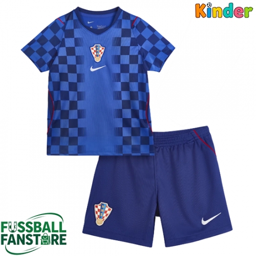 Kroatien Replik Auswärtstrikot Kinder WM 2026 Kurzarm (+ Kurze Hosen)